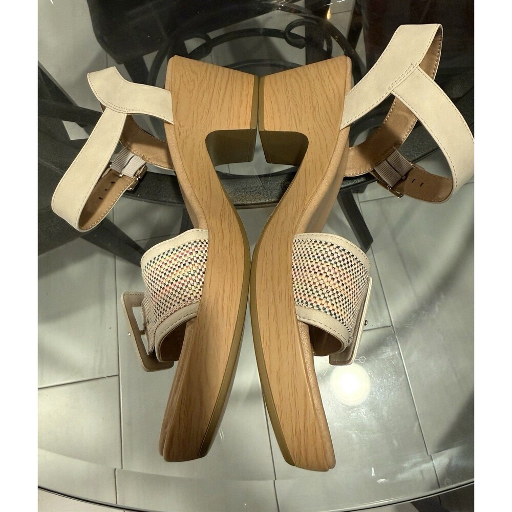 Dr. Scholl's Beige/Tan Wedge Strappy Ankle Strap Buckle Sandals US 11 EU 42 - Picture 3 of 6
